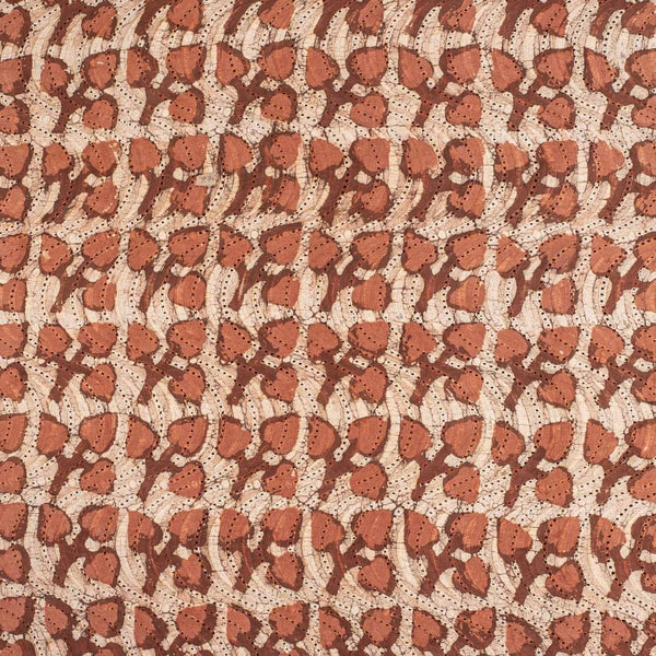 Brown Colour Dabu Print Chikan Inspired Machine Embroidered Cotton Fabric 42 inch Width