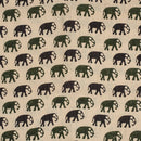 Off White Colour Elephant Motif Print Kantha Cotton Fabric 42 inch Width