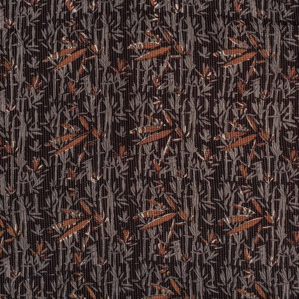 Ripe Plum Colour Bagru Print Kantha Cotton Fabric