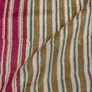Multi Colour Block Print Pashmina Weave Silk Fabric Pre Cut Of 2.40 Meter