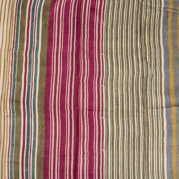 Multi Colour Block Print Pashmina Weave Silk Fabric Pre Cut Of 2.40 Meter