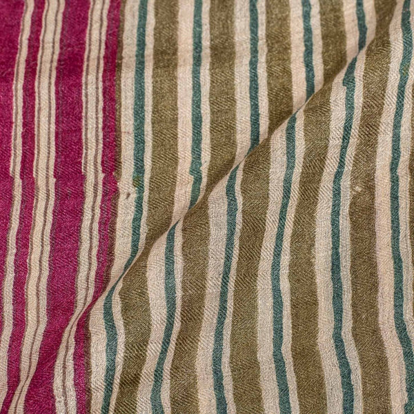 Multi Colour Block Print Pashmina Weave Silk Fabric Pre Cut Of 2.40 Meter
