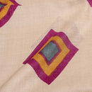 Beige Colour Geometric Block Print Pashmina Weave Silk Fabric Pre Cut Of 2.40 Meter