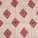 Beige Colour Geometric Block Print Pashmina Weave Silk Fabric Pre Cut Of 2.40 Meter