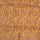 Mustard Colour Floral Jaal  Block Print Pashmina Weave Silk Fabric Pre Cut Of 2.40 Meter