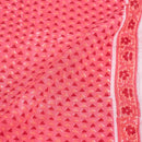 Coral Colour Geometric Print Mal Cotton Fabric With One Side Border 42 inch Width