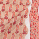 Beige Colour Paisley Print Mal Cotton Fabric With One Side Border 42 inch Width