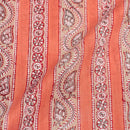 Peach Pink Colour All Over Border Print Mal Cotton Fabric With One Side Border 42 inch Width