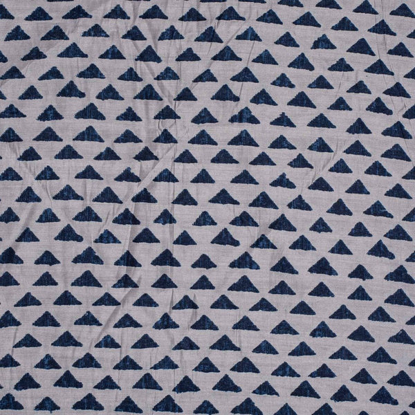 Grey Colour Geometric Print Poly Muslin Fabric 40 inch Width