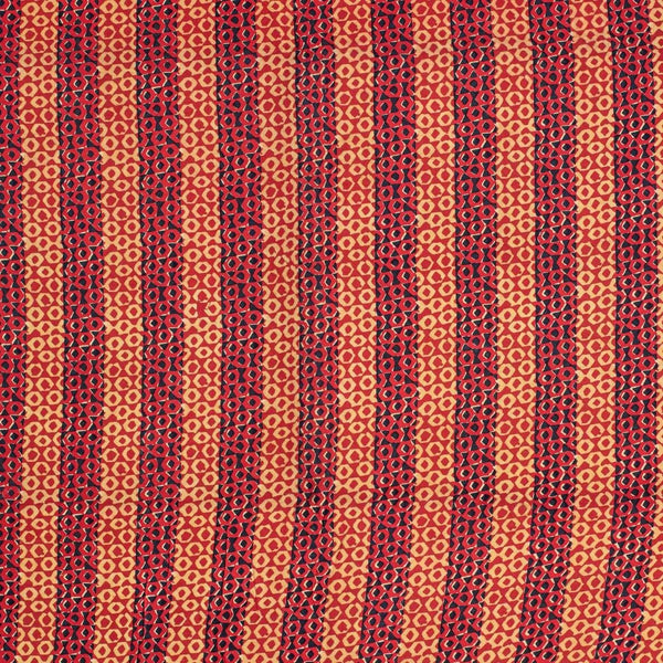 Poppy Red Colour Geometric Print Rayon Fabric With One Side Border 40 inch Width