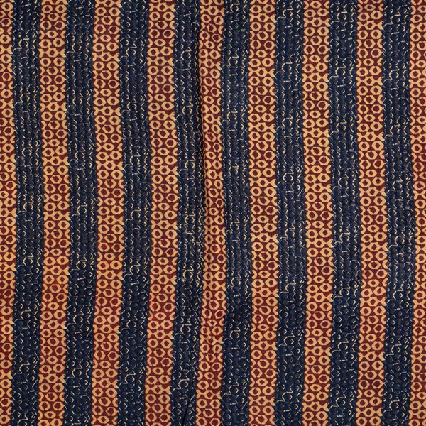 Blue Colour Geometric Print Rayon Fabric With One Side Border 40 inch Width