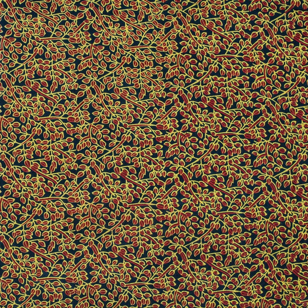 Black Colour Floral Jaal Print Rayon Fabric With One Side Border 40 inch Width