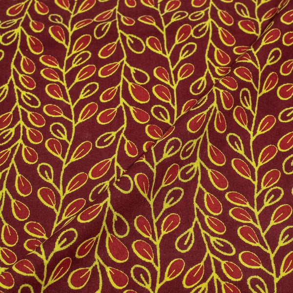 Maroon  Colour Floral Jaal Print Rayon Fabric 40 inch Width