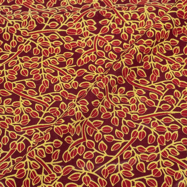 Maroon  Colour Floral Jaal Print Rayon Fabric 40 inch Width