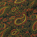 Bottle Green Colour Paisley Print Rayon Fabric With One Side Border 40 inch Width