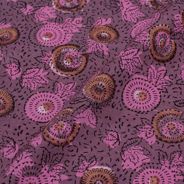 Lavender Colour Bagru Print Jawatha Cotton Fabric