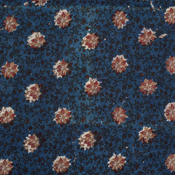 Indigo Colour Bagru Print Jawatha Cotton Fabric