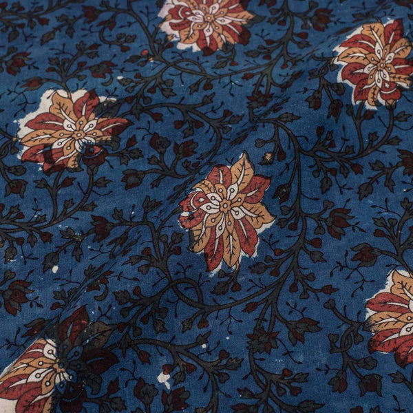 Indigo Colour Bagru Print Jawatha Cotton Fabric