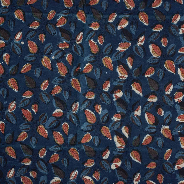 Indigo Colour Bagru Print Jawatha Cotton Fabric