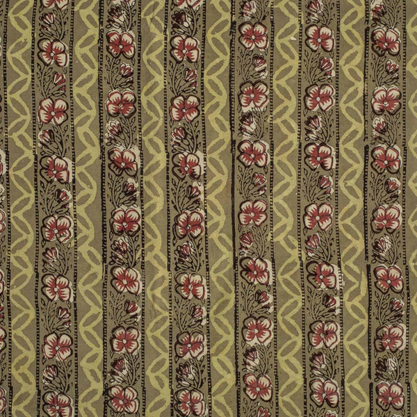 Olive Green Colour Jawatha Dabu Theme Cotton Fabric
