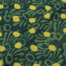 Bottle Green Colour Dabu Print Cotton Satin Fabric 42 inch Width
