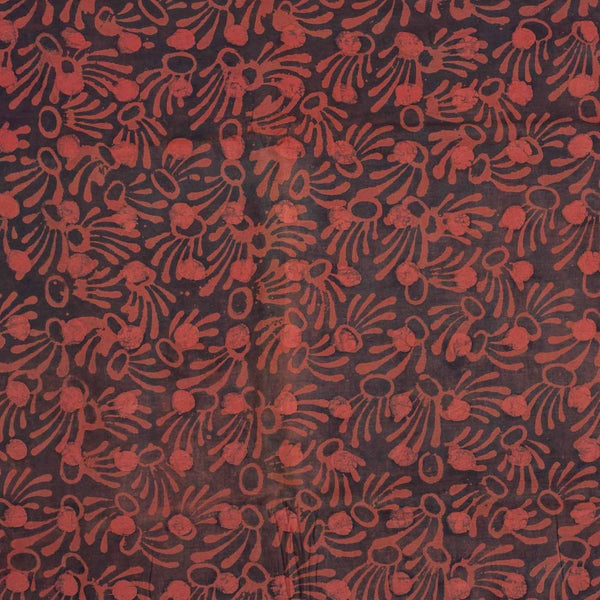 Brick Colour Dabu Print Cotton Satin Fabric 42 inch Width