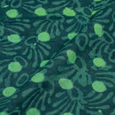 Teal Blue Colour Dabu Print Cotton Satin Fabric 42 inch Width