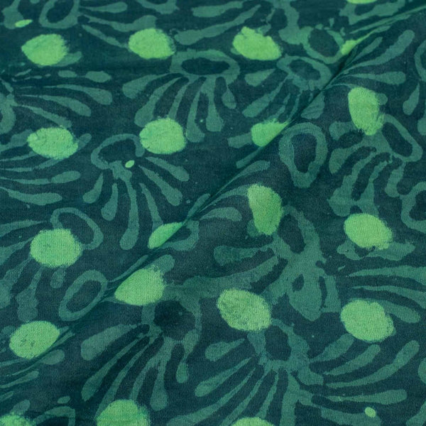 Teal Blue Colour Dabu Print Cotton Satin Fabric 42 inch Width