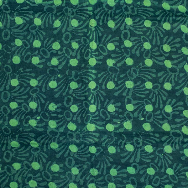 Teal Blue Colour Dabu Print Cotton Satin Fabric 42 inch Width