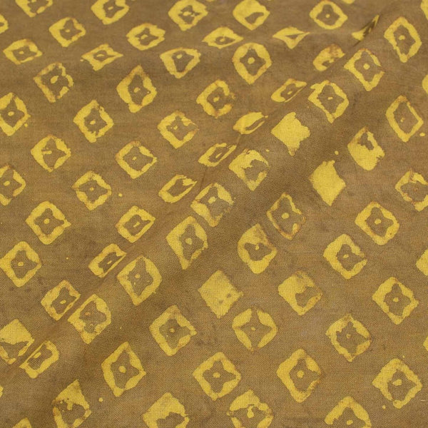Mustard Olive Colour Dabu Print Cotton Satin Fabric 42 inch Width