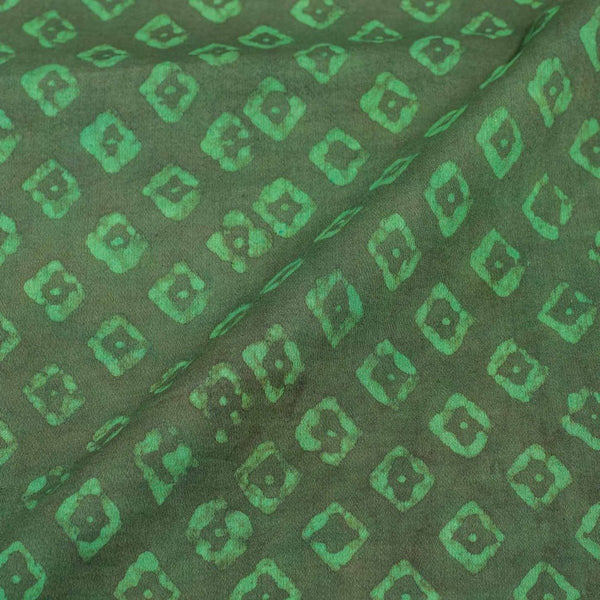Moss Green Colour Dabu Print Cotton Satin Fabric 42 inch Width