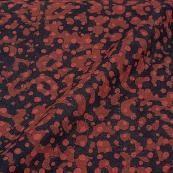 Brick Colour Dabu Print Cotton Satin Fabric 42 inch Width