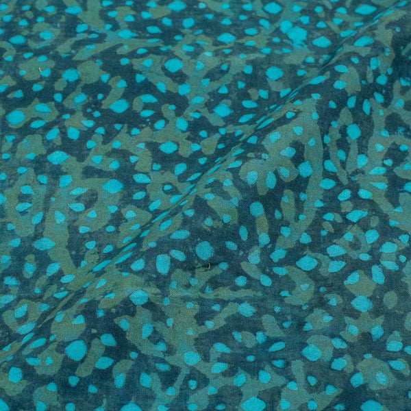 Blue Colour Dabu Print Cotton Satin Fabric 42 inch Width