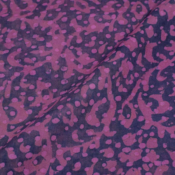 Purple Colour Dabu Print Cotton Satin Fabric 42 inch Width