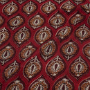 Maroon Colour Leaves Print Slub Rayon Fabric 40 inch Width
