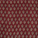 Maroon Colour Leaves Print Slub Rayon Fabric 40 inch Width