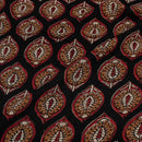 Black Colour Leaves Print Slub Rayon Fabric 40 inch Width