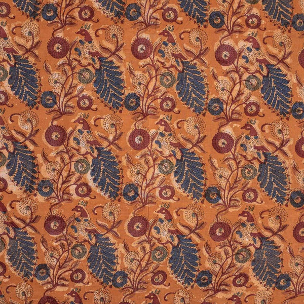 Mustard Orange Colour Floral Print Jawatha Cotton Fabric 