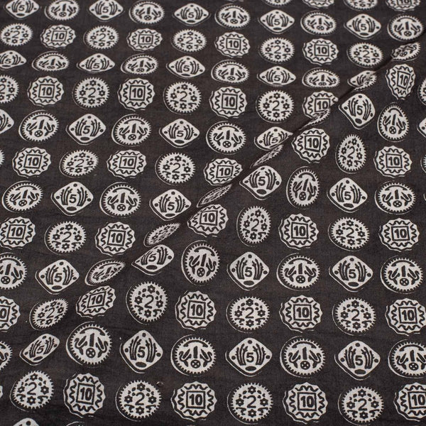 Grey Colour Quirky Print Jawtha Cotton Fabric 42 inch Width
