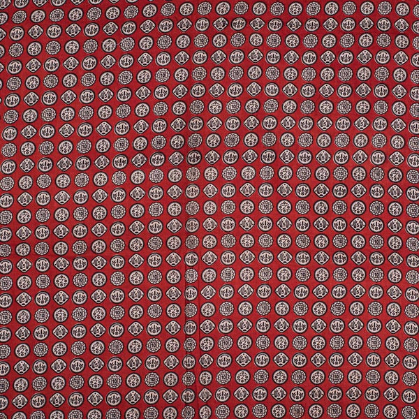 Maroon Colour Quirky Print Jawtha Cotton Fabric 42 inch Width