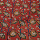Brick Red Colour Floral Jaal Print Jawtha Cotton Fabric 