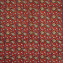 Brick Red Colour Floral Jaal Print Jawtha Cotton Fabric 