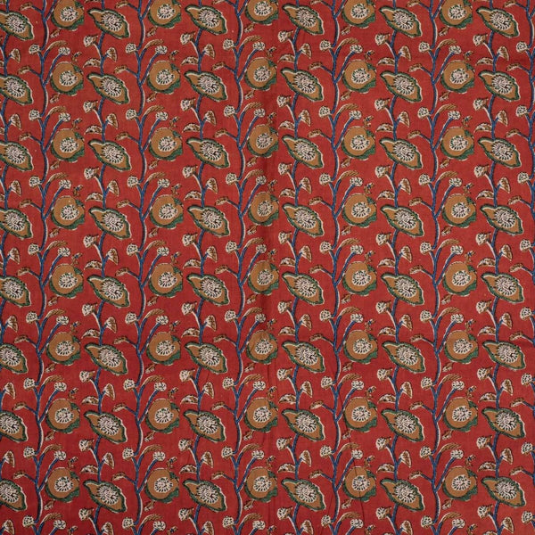 Brick Red Colour Floral Jaal Print Jawtha Cotton Fabric 