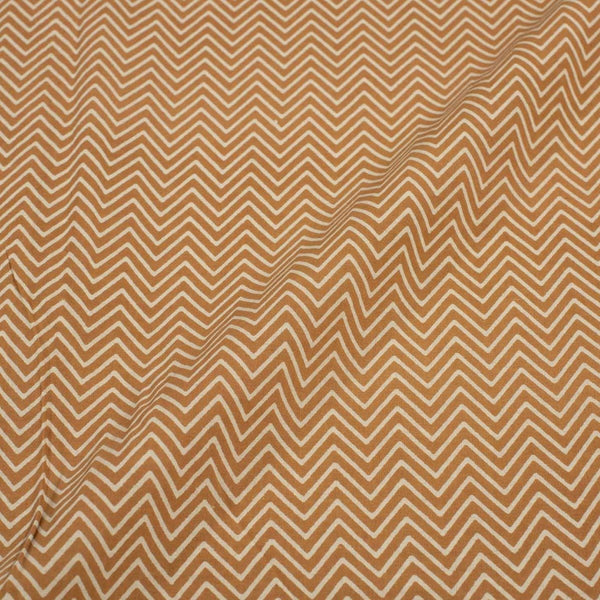 Mustard Colour Chevron Print Jawtha Cotton Fabric 