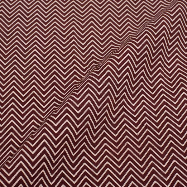 Plum Colour Chevron Print Jawtha Cotton Fabric 