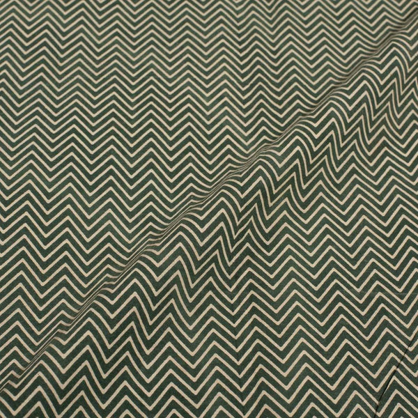 Green Colour Chevron Print Jawtha Cotton Fabric 