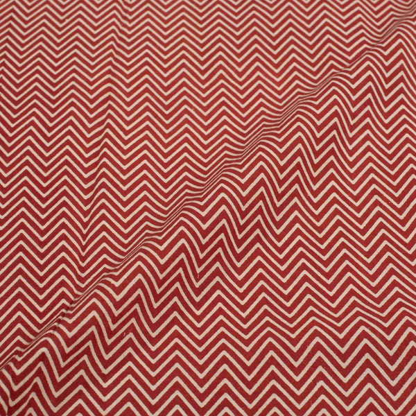 Maroon Colour Chevron Print Jawtha Cotton Fabric 