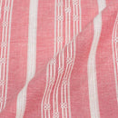 Carrot Pink Colour Jacquard Cotton Linen Fabric 