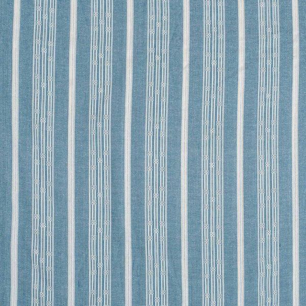 Cadet Blue Colour Jacquard Cotton Linen Fabric 