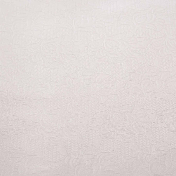 Pearl White Colour Floral Jaal Self Jacquard Cotton Fabric 